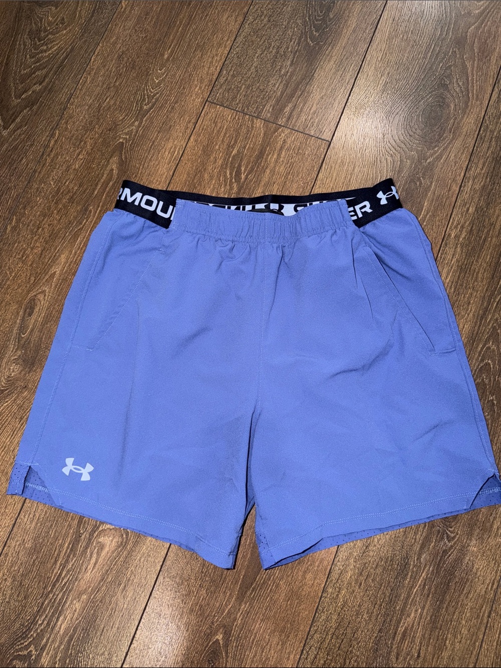 Under Armour Men’s Lavender Athletic Shorts with Black Waistband